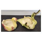 Two VTG Duck Ceramic Planters One Is Hull