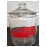1950s Gordons Red Truck General Store Jar With Lid