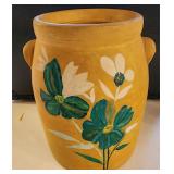Lot Of 2  Hand Painted Pottery Crock & Cookie Jar