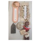 VTG Lot Of Thermometers,  Doll, Crock Lid