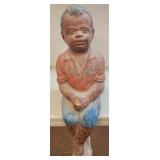VTG Porch Decor Fishing Boy Black Americana