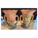 Pair Roseville Magnolia Vases 95-7 Double Handle