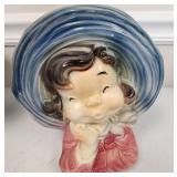 Napco Japan Lady Head Vase Wall Pocket Planter
