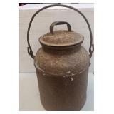 Antique 1 Gallon Metal Milk Can With Lid & Handle