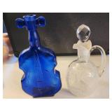 2 PC VTG Bottle Lot Colbert Blue Violin & Blown Gl