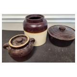 3 Antique Stoneware Crocks & More