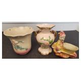 3 VTG Hull Vases & Clown Planter