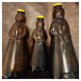3 Vintage Amber Mammy Syrup Bottles w Lids