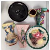 Lot Of 6 Mixed VTG Vases & More