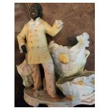 German Porcelain Figural Group Boy Flowers VTG