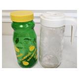 Two MCM Glass Pitchers One Is Green Real Lemonade