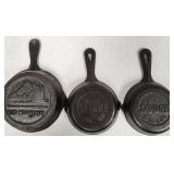 Lot of 3 Lodge Miniature Cast Iron Skillets