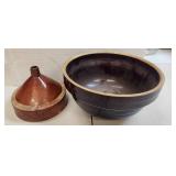 VTG Hull Brown Drip Funnel & Stoneware Bowl