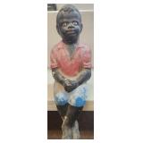 VTG Porch Decor Fishing Boy Black Americana