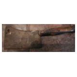 Vintage Butcher Meat Cleaver Wood Handle Knife