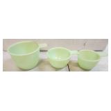 3 VTG Jadeite uranium glass measuring cup set