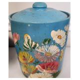 VTG Hand Painted Ransburg Pottery Jar W Lid