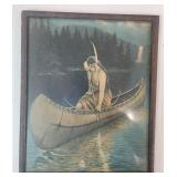 Antique Sacagawea Canoe Native American Print
