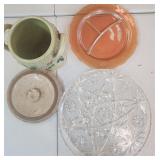 4 VTG PCS Glassware & Crock Lid