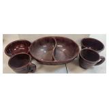 5 VTG Hull PCS 2 Bowls , 2 Mugs , Serving Dish