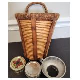 Mixed VTG Lot Basket With Fruit Jars & More