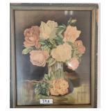 1940s Framed Floral Prints Lot Roses Wall Decor