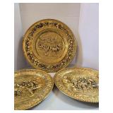 3 Decorative Brass Relief Plates