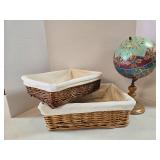 Wicker Basket Set w Decorative Globe Lamp