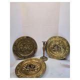 Brass Wall Plates & Candlestick Set