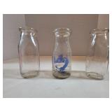 Vintage Small Glass Milk Bottles 3pc