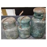 3 VTG Ball Canning Jars W Lids 2 are Green