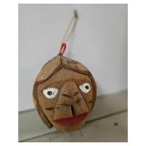 Carved Coconut Folk Art Face Mask