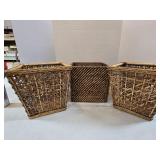Wicker Storage Baskets 3pc Lot