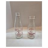 Vintage Dairy Glass Bottles Pair