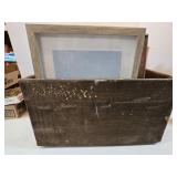 Antique Wood Crate w/ Frames & Prints