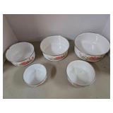 Vintage Enamelware Bowl Set w/ Floral Trim