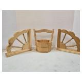 Wood Napkin Holders & Small Bucket Set