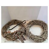 Grapevine Wreaths w/ Ribbon & Metal Hanger