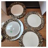 4 PC Tieshan Plate Set Zebra Print