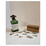 Vintage Tie Clips w/ Lamp & Wood Box