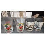 2 VTG Coke Frichs Glasses & Currier & Ives