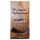 VTG Spoon Holder Wall Hanger W Spoons