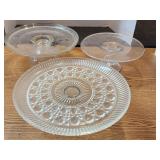 3 VTG Glass Cake Stands Ancor Hocking & More
