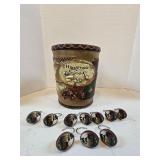 Bath Decor Wastebasket & Shower Hooks Set