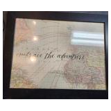 VTG Framed Map Of the World