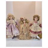 Porcelain Doll Trio w/ Lace Dresses