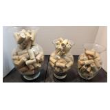 3 VTG Vases Full Of Wine Corks