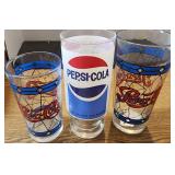 3 VTG Pepsi Cola Glasses
