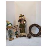 Fall Scarecrow Decor & Wreath Lot