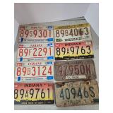 Indiana License Plates Lot (8) Mixed Years